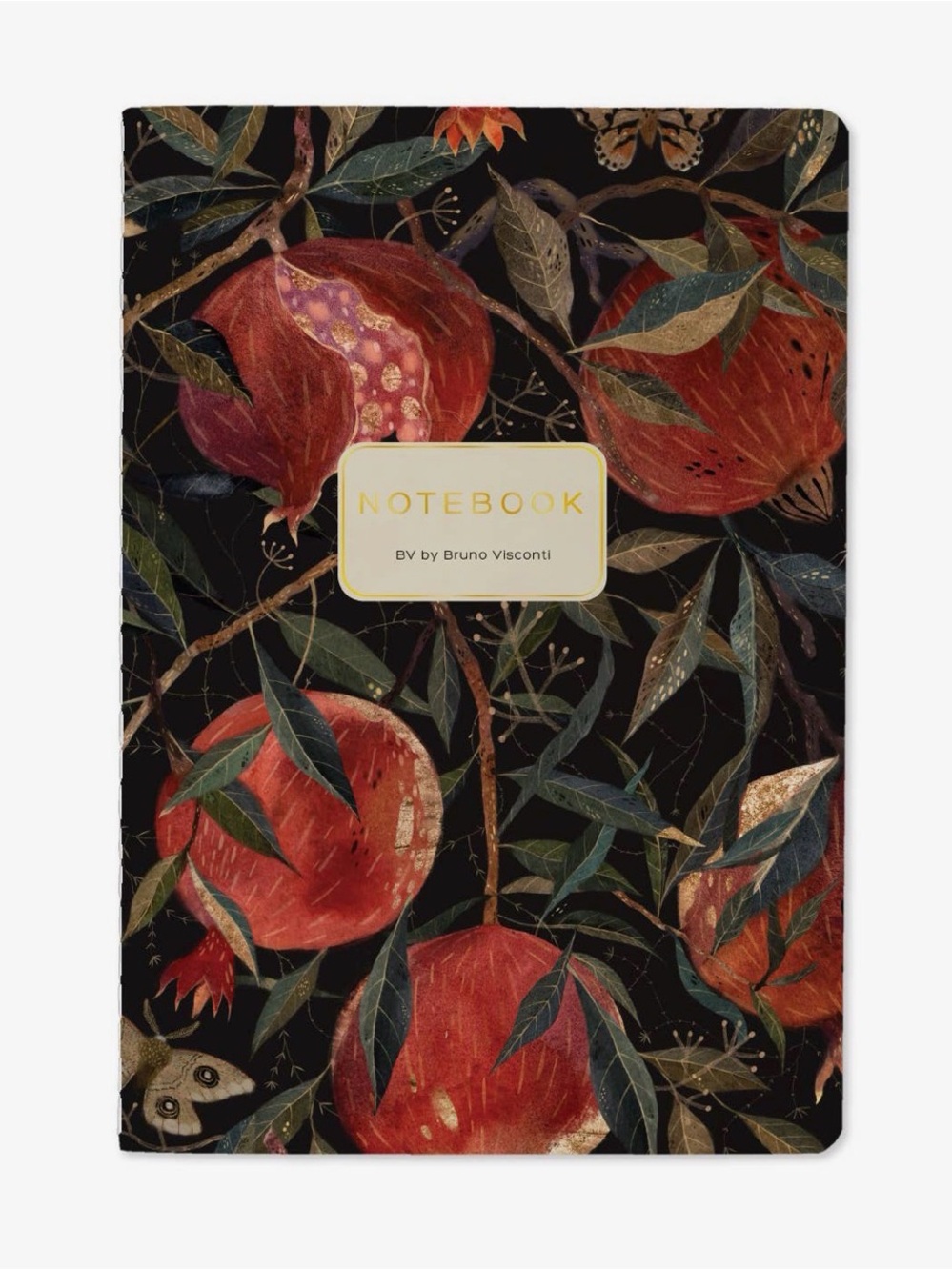 Notebook by Bruno Visconti - Pomegranate Floral Cover in Black & Red